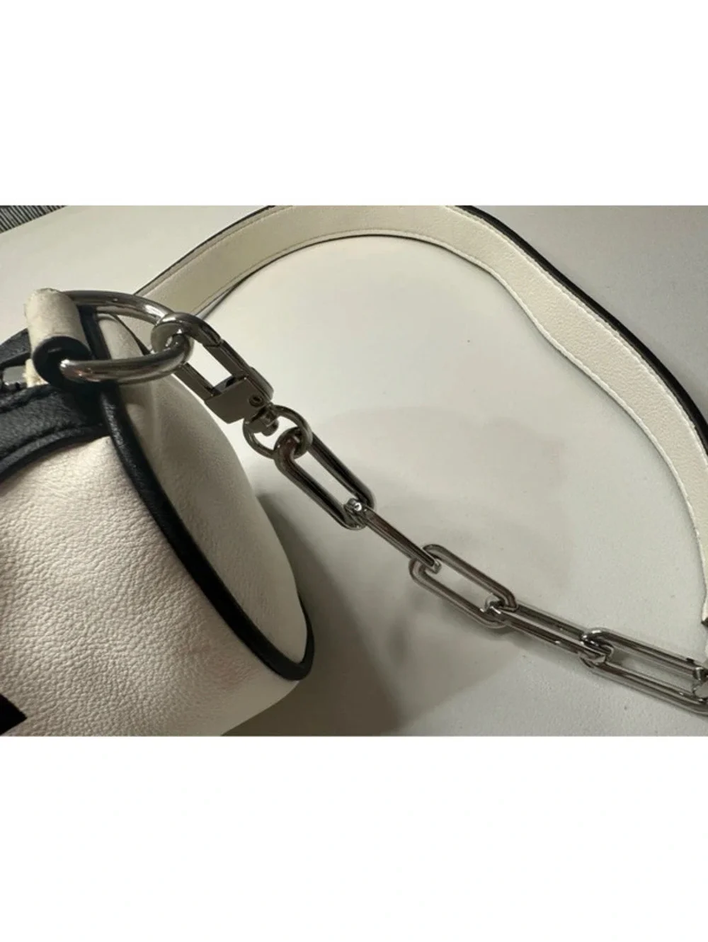 GUESS Y2K White Black Logo Mini Crossbody Bag Chain Strap